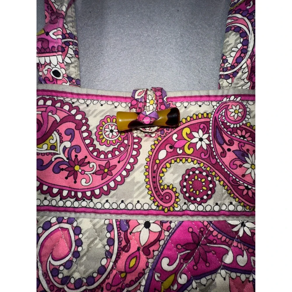 Vera Bradley Priscilla Pink Paisley Quilted Cotton Tote Bag Shoulder Purse